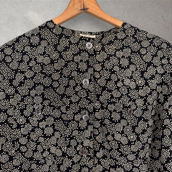 Vtg Giorgio Armani Silk Floral Button Down‎ Peasant Oversized Blouse Sz US 8 - Picture 2 of 6